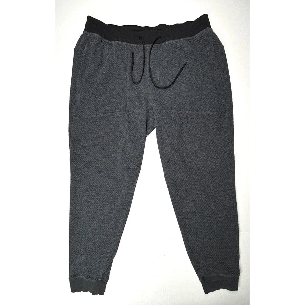 Lululemon At Ease Jogger Grey Textured Double Knit Sweatpants Mens XXL EUC